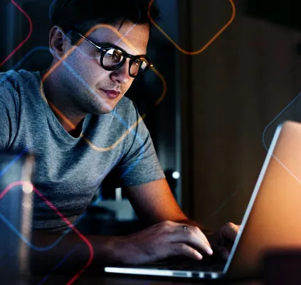 Engineer monitoring website servers